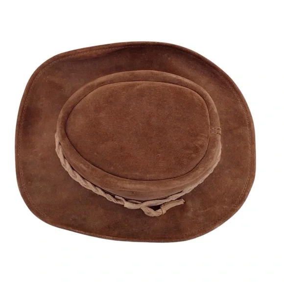 WALK ABOUT Leather Unisex Brown Made in Australia Hat Sz Small Safari Bush Hat - Picture 5 of 16